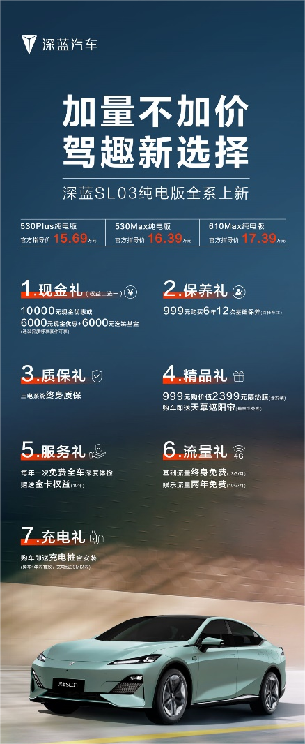 2024款長安深藍(lán)SL03純電版上市 售價(jià)15.69萬-17.39萬元