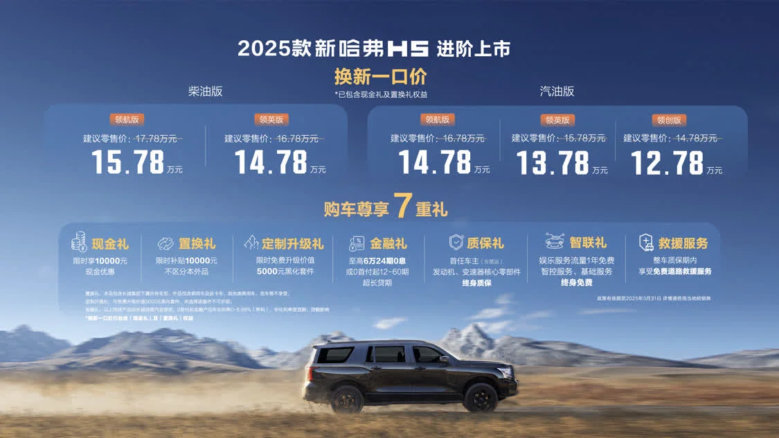 2025款哈弗H5正式上市，一口價12.78萬起