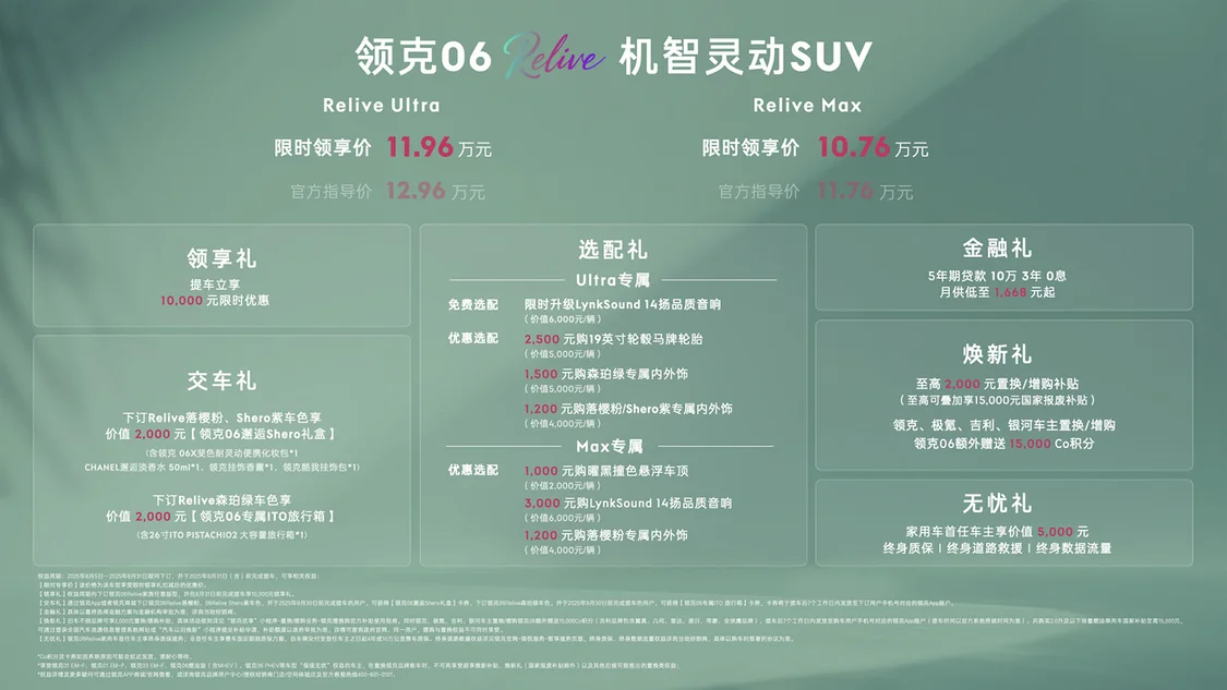 領(lǐng)克06 Relive煥新上市 限時(shí)專享價(jià)10.76萬(wàn)元起