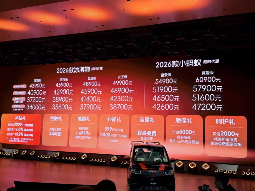 2026款奇瑞冰淇淋/小螞蟻正式上市，多種風(fēng)格滿足個(gè)性需求，報(bào)廢雙補(bǔ)價(jià)最低僅需3.4萬元起